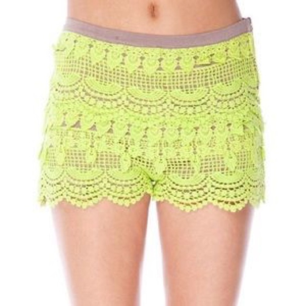 LUSH Clothing Crochet Shorts Lime Green Shorts Size L